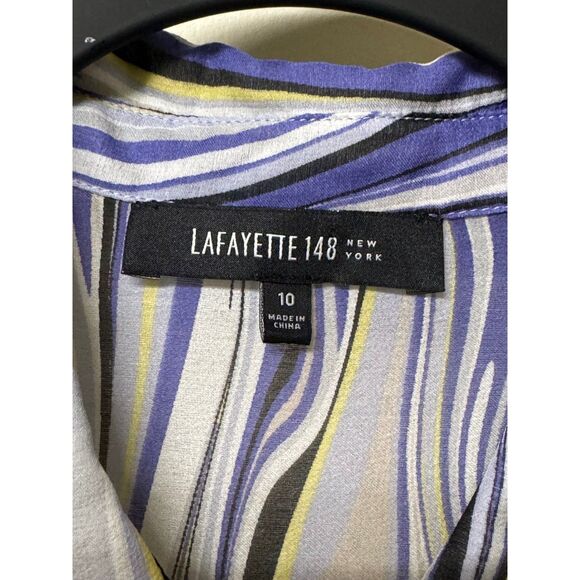 LAFAYETTE 148 100% Silk Sheer Long Sleeve Blouse, Edward Wilkerson, Sz 10 - Picture 7 of 9